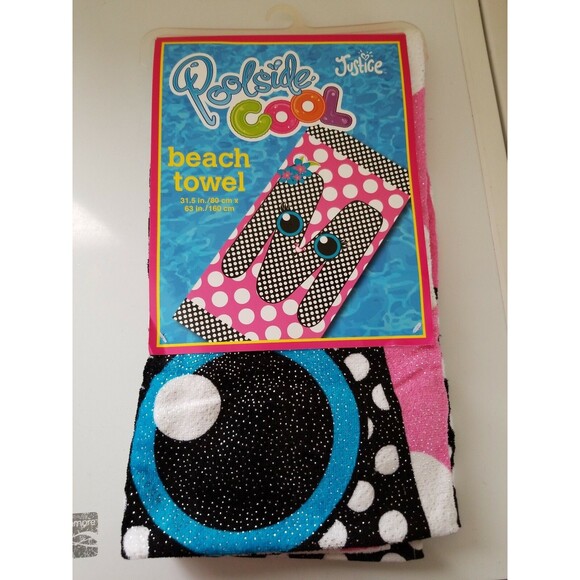 JUSTICE POOLSIDE COOL LETTER M TOWEL 31.5 IN/80 CM X 63 IN/ 160 CM NEW - Picture 1 of 4